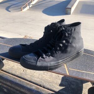 Men's Black High-Top Canvas Sneakers - Lace-Up Casual Trainers